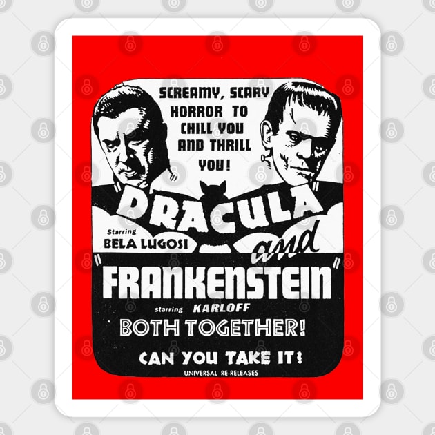 Dracula Frankenstein Double Feature Magnet by zombill